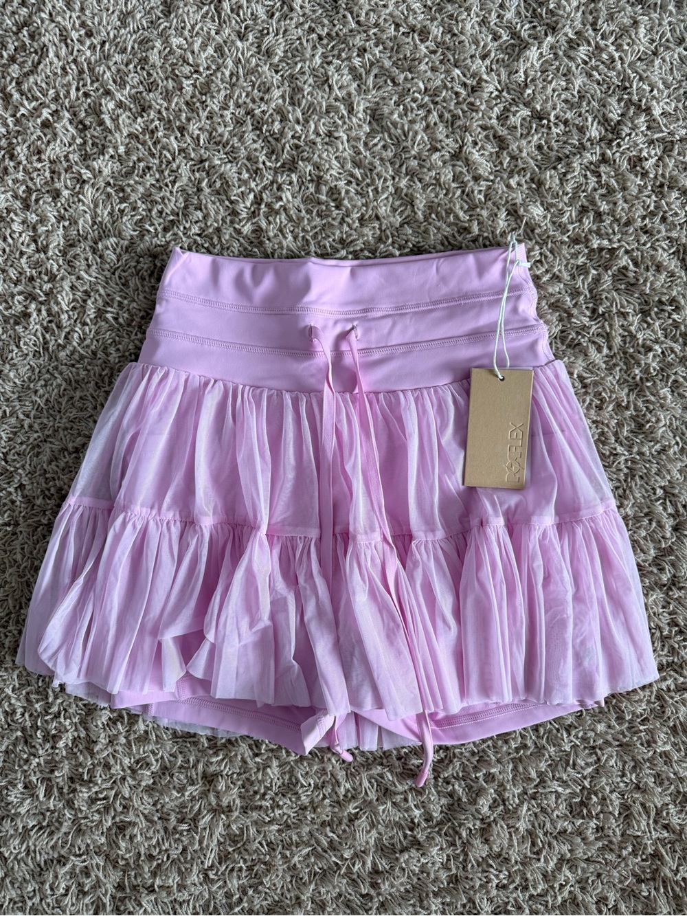POPFLEX Light Pink Tiered Ruffle Skort